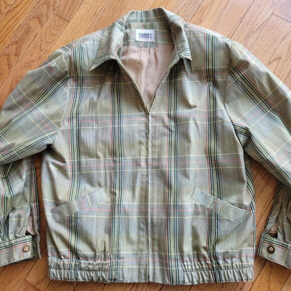 Conrad C Collection Plaid Bomber Jacket Collar SZ 12 Preppy Tennis Prep - Picture 7 of 16
